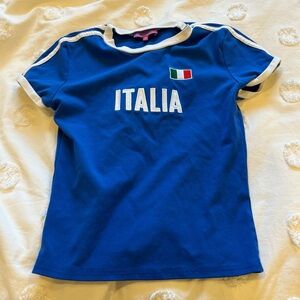 Edikted Blue and White ITALIA Baby Tee